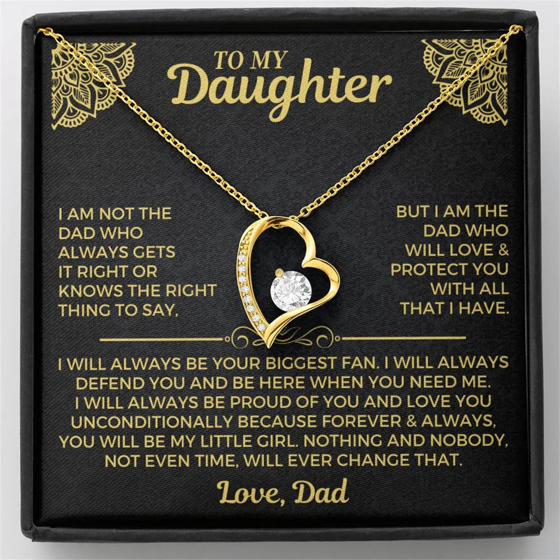 Hollow heart-shaped necklace in silver or gold finish with gift box presentation options