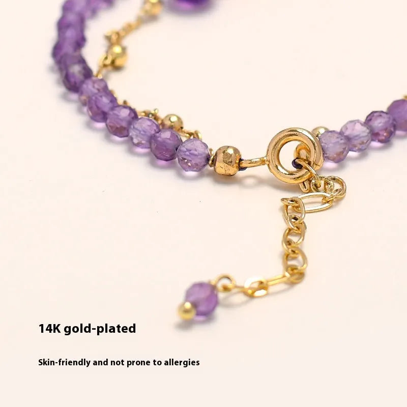 Purple amethyst crystal bracelet with diamond-shaped stones in Chinese style design for women