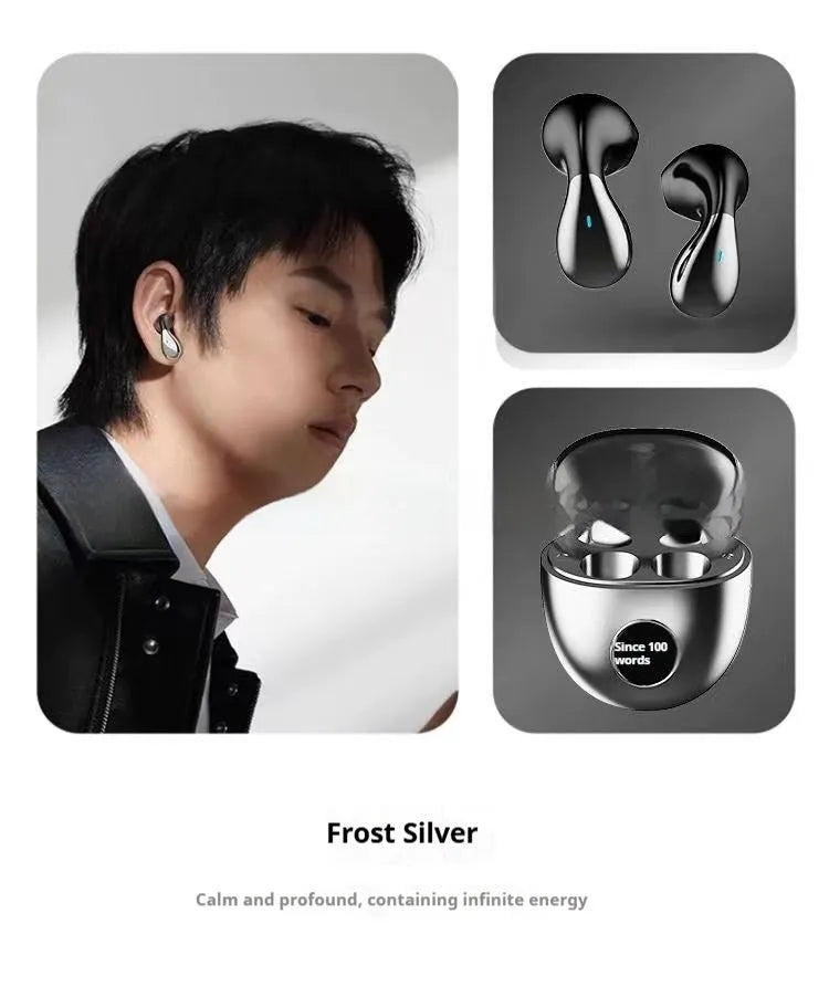TWS wireless Bluetooth earphones with digital display in simple style, black gift box