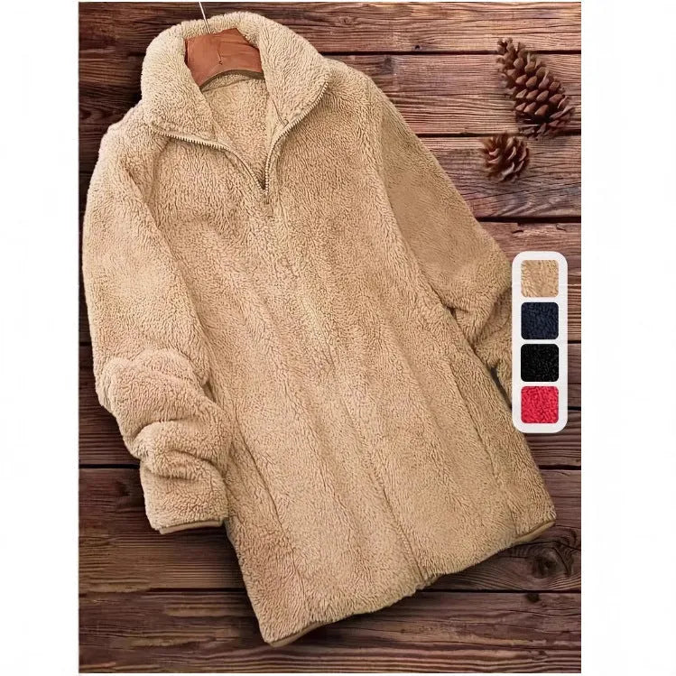 Double-sided fleece jacket in black, navy blue, or khaki for outdoor wear.