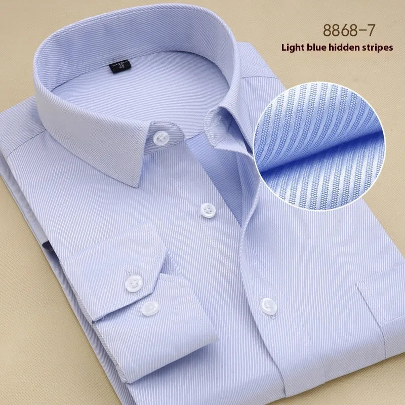 Men's slim fit long sleeve cotton business shirt with cardigan collar in solid colour