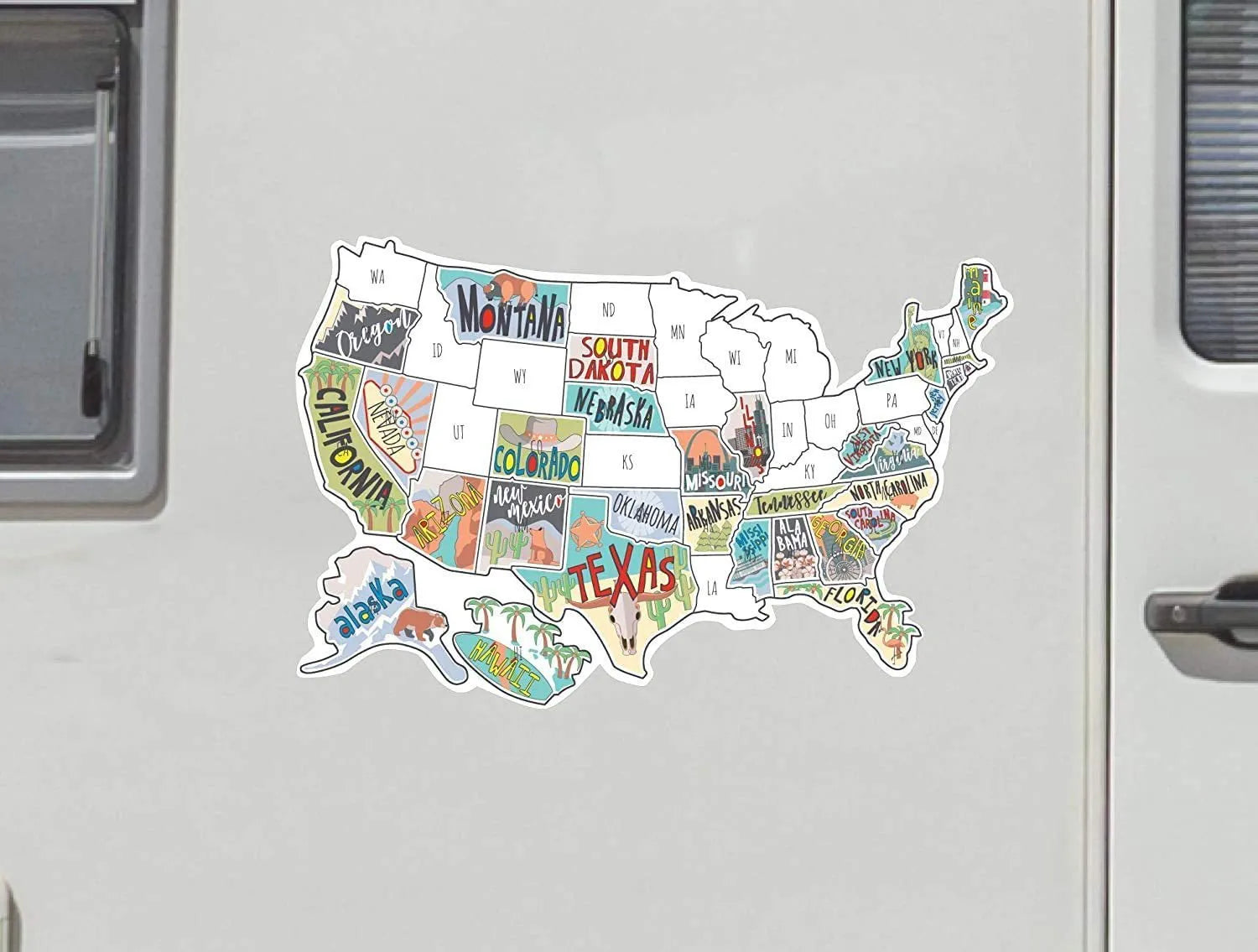Travel-themed car sticker set with map design and letter stickers for vehicle decoration