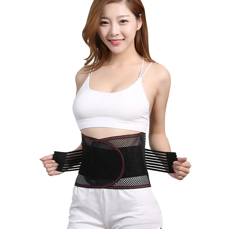 Black steel plate waist support belt for adult sports and fitness activities