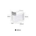 White transparent plastic grain storage tank with Japanese design showing 400ml capacity
