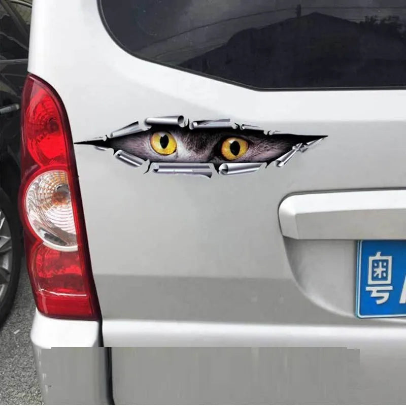3D Tiger Eye or Eagle Eye pattern car door decoration sticker 10x35cm on vehicle surface