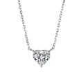 Silver-coloured copper heart necklace for women with simple chain and pendant