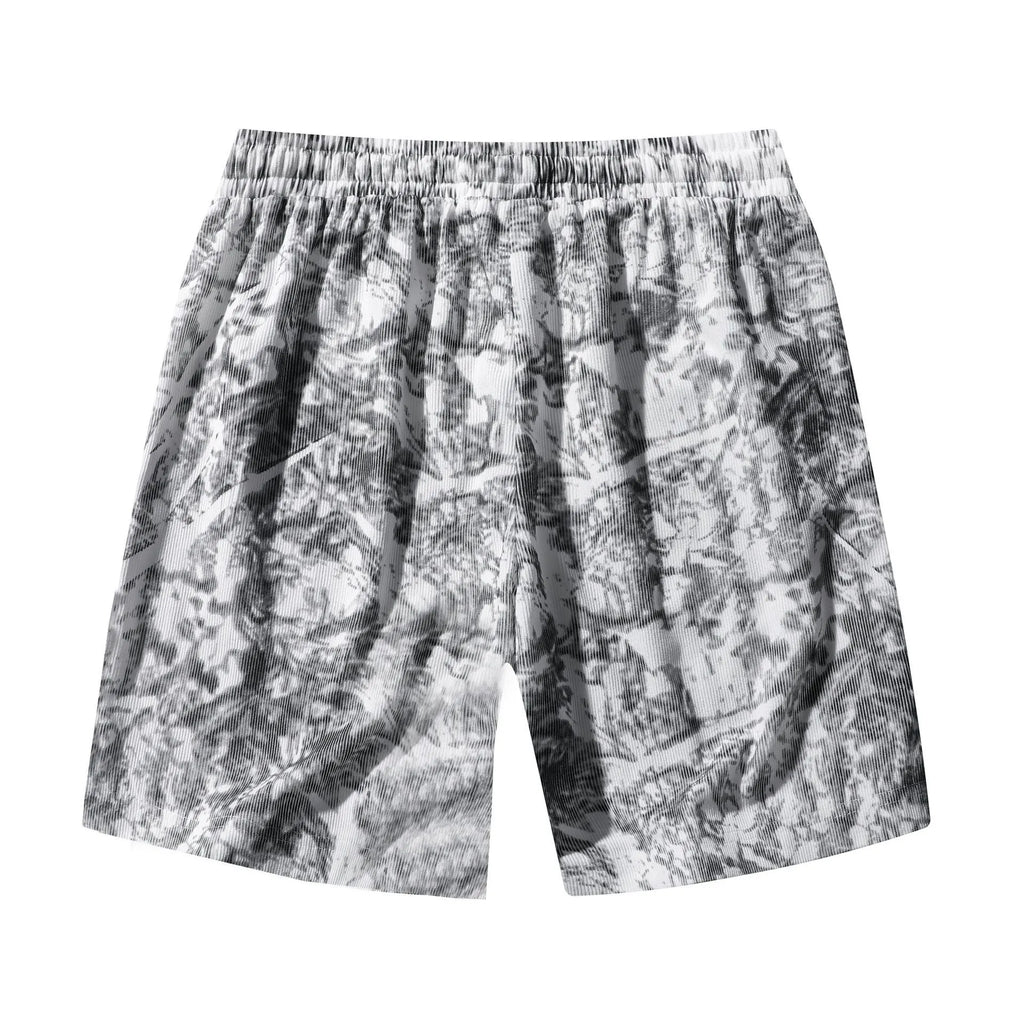 Men's camouflage corduroy athletic shorts with straight leg design and high waist