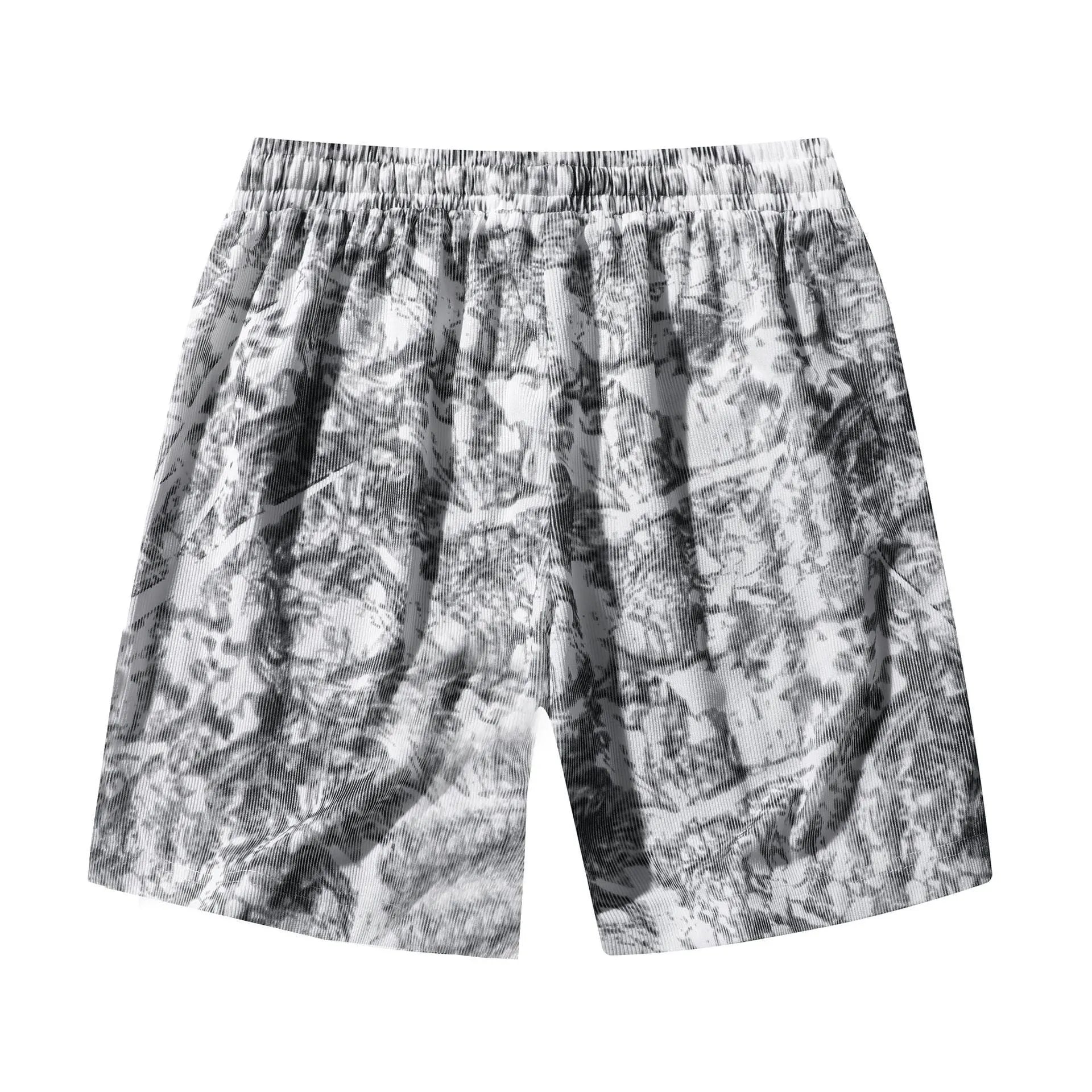 Men's camouflage corduroy athletic shorts with straight leg design and high waist