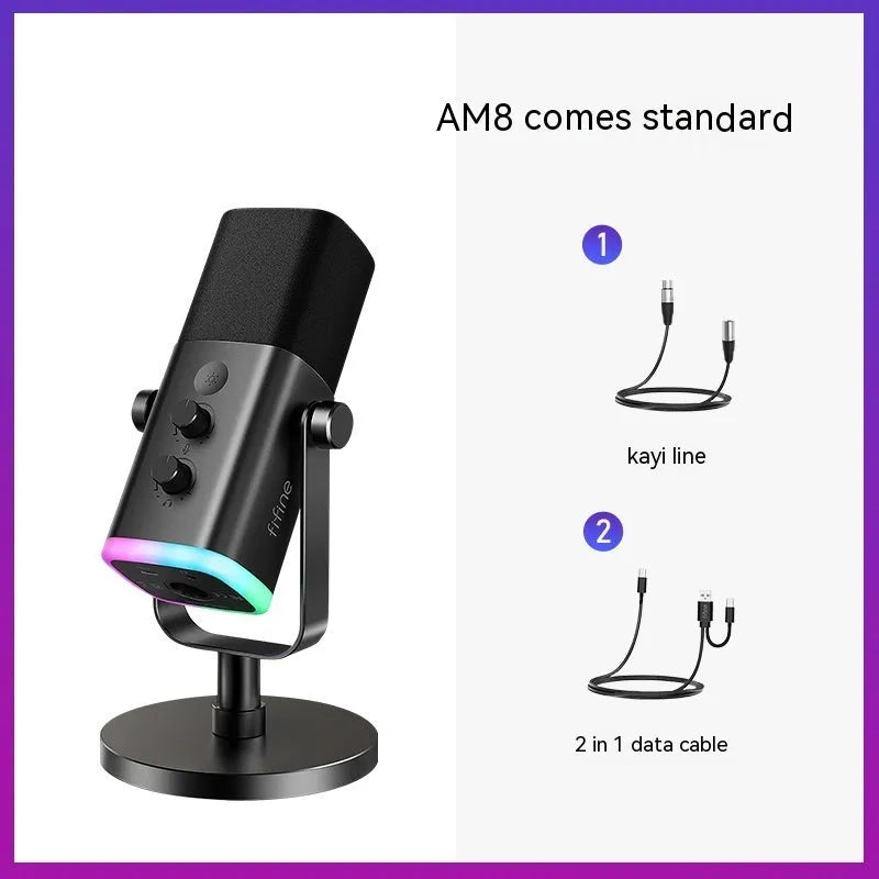 Dynamic noise reduction microphone in ABS PC housing with XLR cable and mounting bracket
