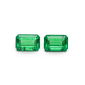 Cultivated emerald gemstone in Columbia green treasure colour showing round and rectangular shape options