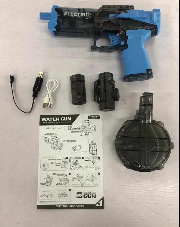 Fire Rat Electric Water Pistol showing black design with cool light effects
