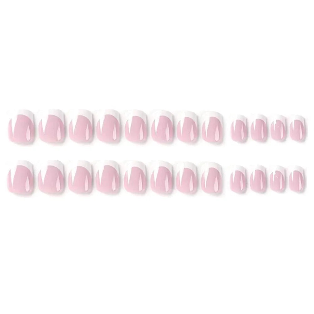 White plaid pattern fake nails, 24 pieces in open box