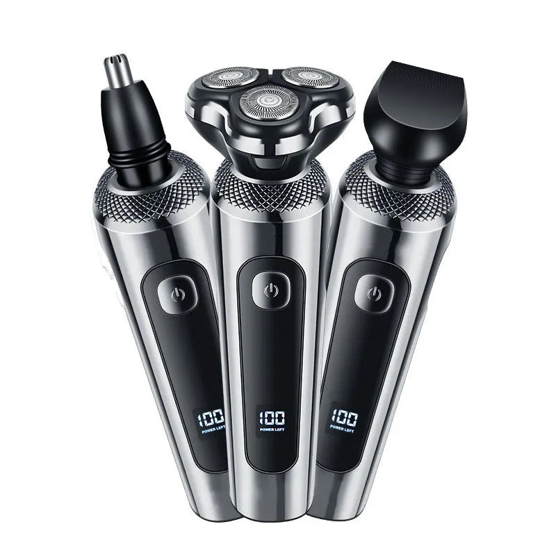 Digital USB rechargeable beard trimmer with washable design and five-in-one base bracket
