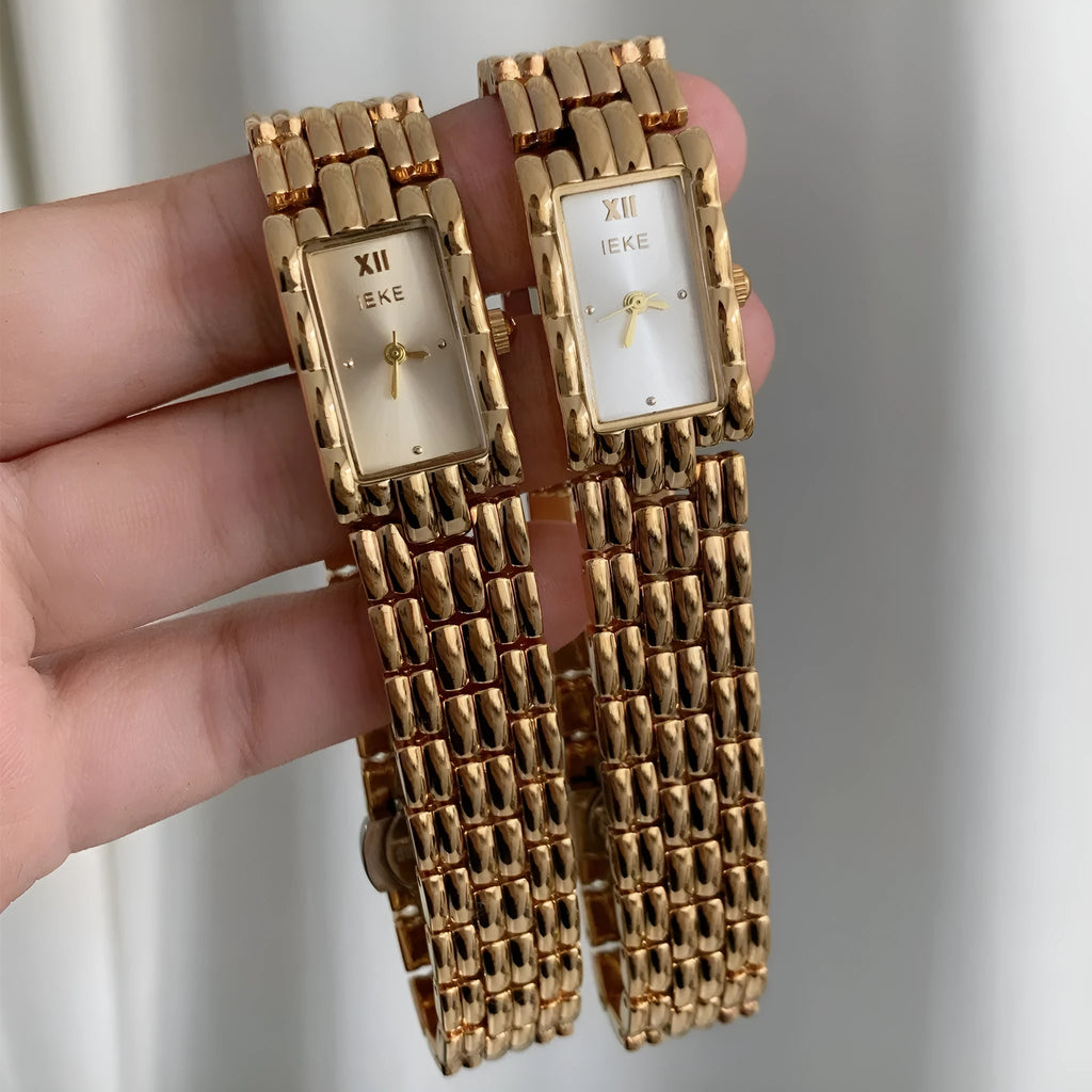 Women's bracelet-style Ins watch with 15mm dial, 7mm thickness, mineral glass mirror and butterfly buckle