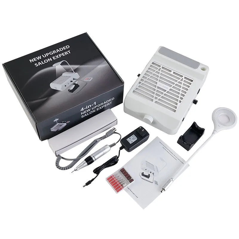 White four-in-one nail polishing machine with vacuum system for salon and home nail care