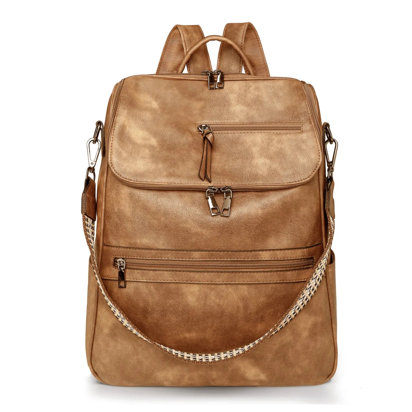 Retro college backpack in black with curved shoulder straps and stitching details