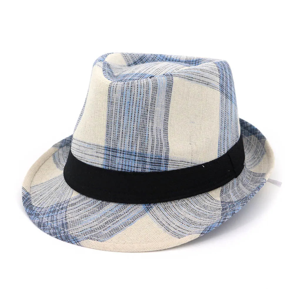 Blue polyester sun hat with bell crown design for outdoor travel sun protection