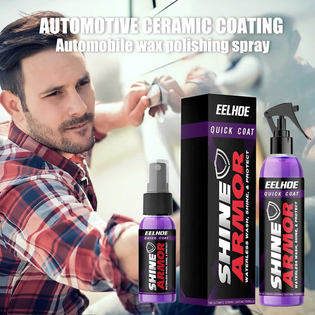 Purple car coating spray bottle with microplated crystal formulation for automotive protection
