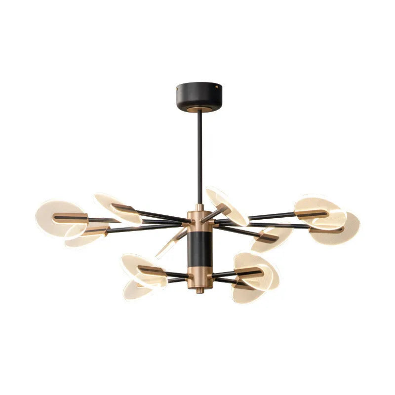 Nordic style iron and acrylic LED pendant chandelier with multiple heads for dining room lighting