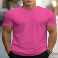 Men's loose fit printed t-shirt in bird eye cloth polyester with round neck and short sleeves