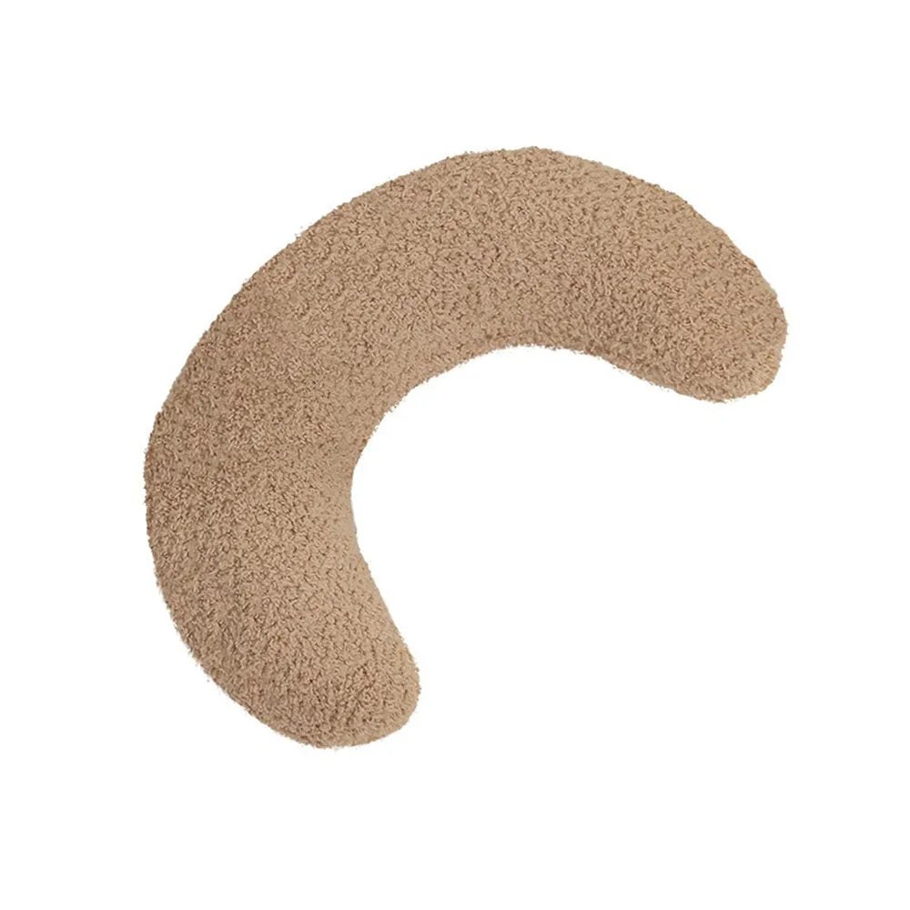 U-shaped blue cat pillow with an adjustable fabric collar for pet neck support.