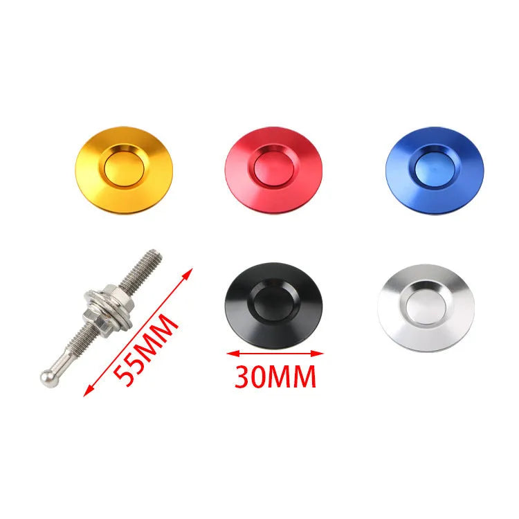 30mm diameter mini engine cover lock in five colours: black, blue, gold, red, and silver, with a 55mm screw.