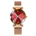 Women's quartz watch round dial alloy case mesh belt strap pink colour