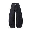 Men's wide leg denim trousers in original cow colour with mid-rise waist and loose casual fit