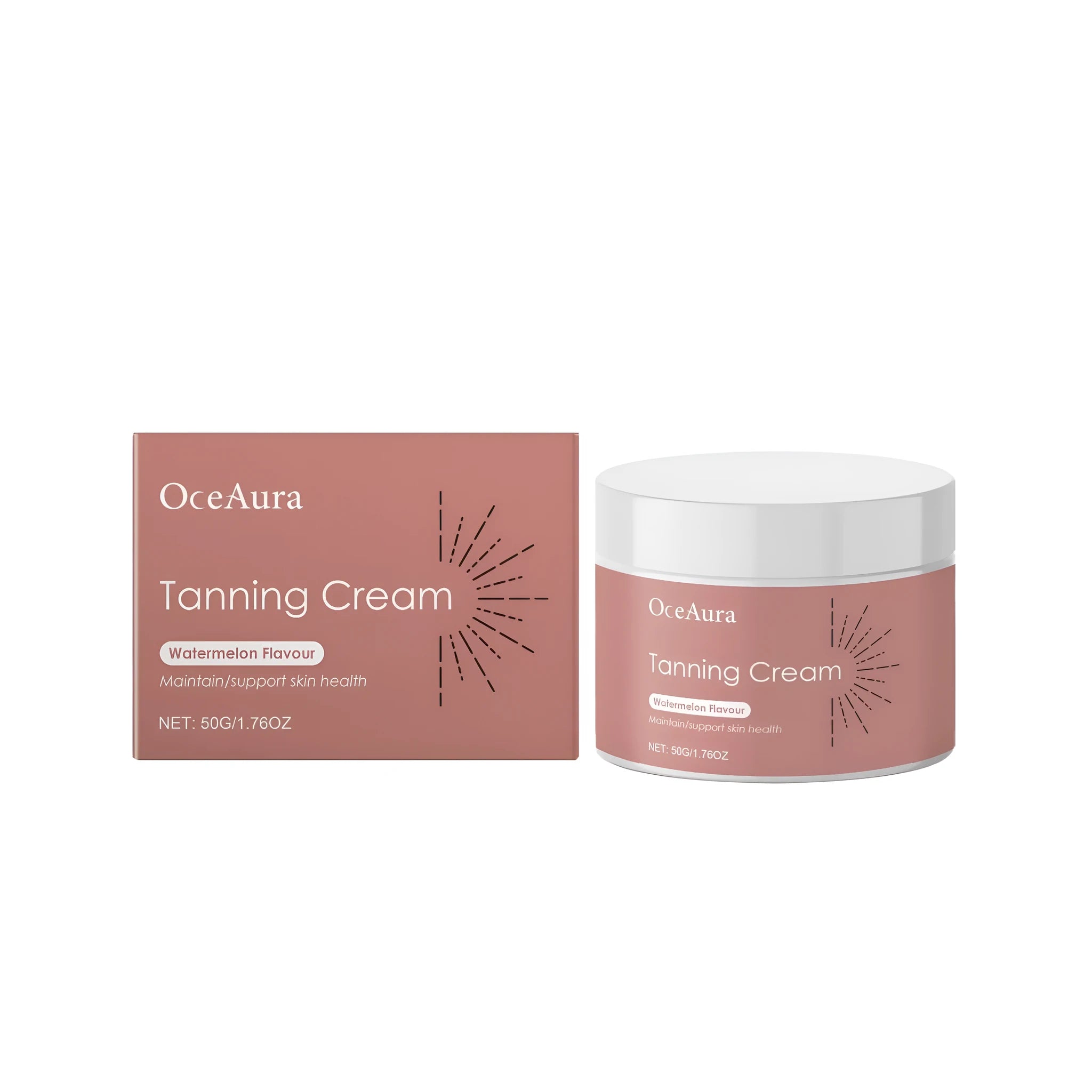 50g container of tanning cream with watermelon and walnut shell extract
