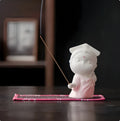 Ceramic court attendant incense burner decoration in traditional colours