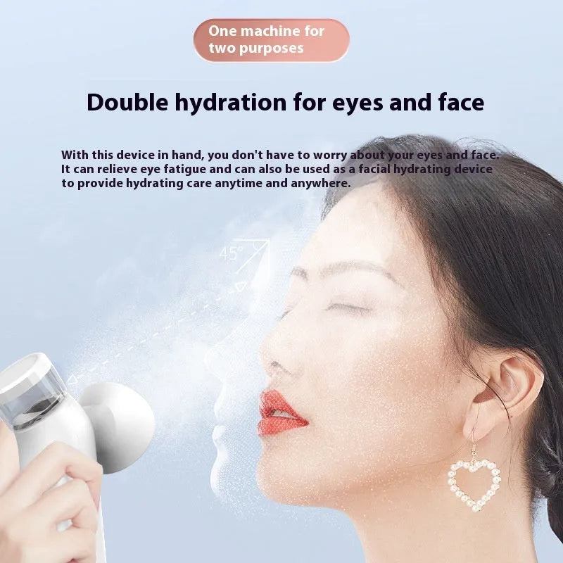 White rechargeable hot compress eye mask and fabric cover with USB charging cable