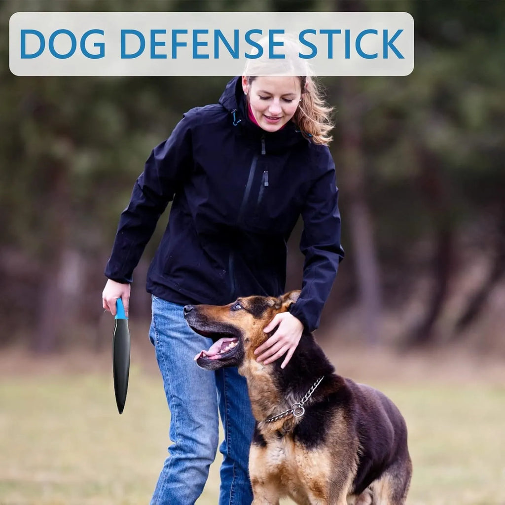 Blue handled nylon dog break stick training tool measuring 35 cm in length.