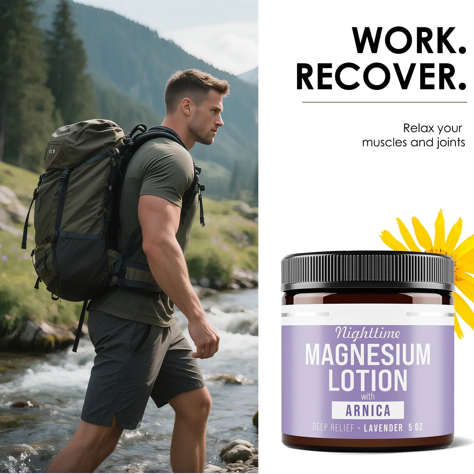 150ml magnesium body butter cream jar measuring 7.1cm by 7.1cm by 6.0cm