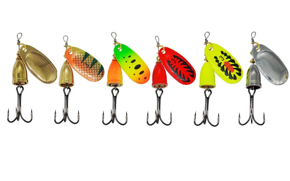 R composite rotating sequins copper bell metal fishing lure in seven colour options including rose gold and yellow green
