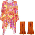 Tie dye cloak costume with bell sleeves in spandex fabric multiple colour options