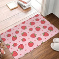 Personalised flannel floor mat in a choice of coastal starfish, cherry, or cow print designs on polyester fabric.