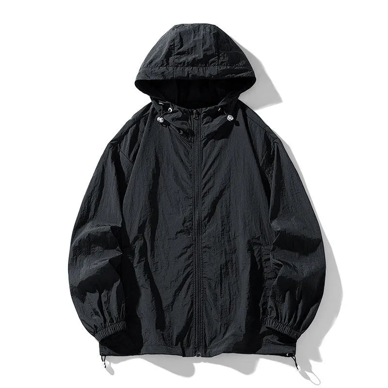 Chemical fibre blend outdoor sports jacket in loose fit available in multiple colours