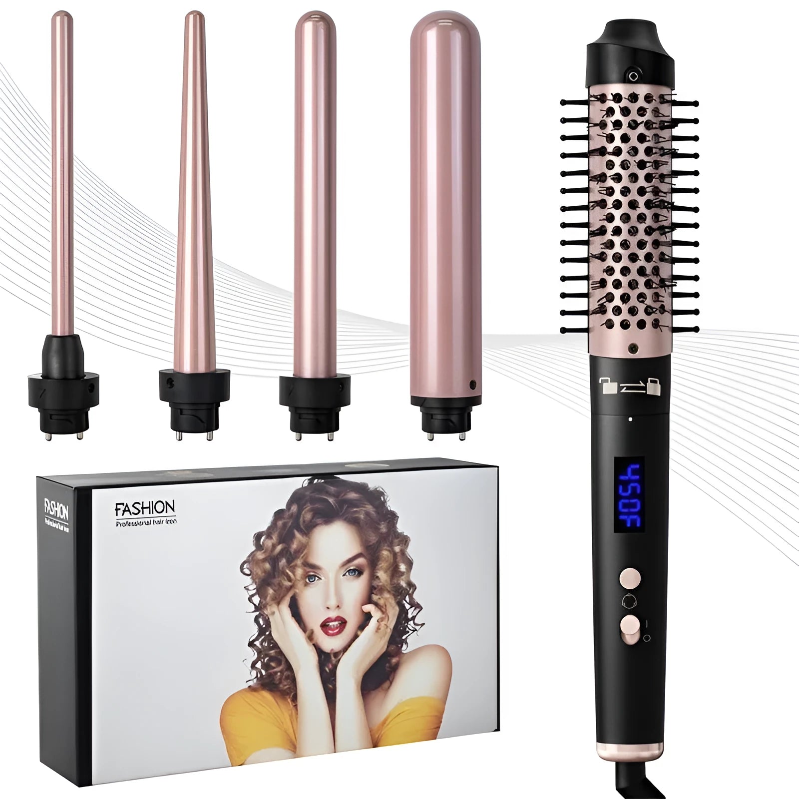 Automatic large wave hair curler in rose gold or black with 1000W power and worldwide voltage compatibility