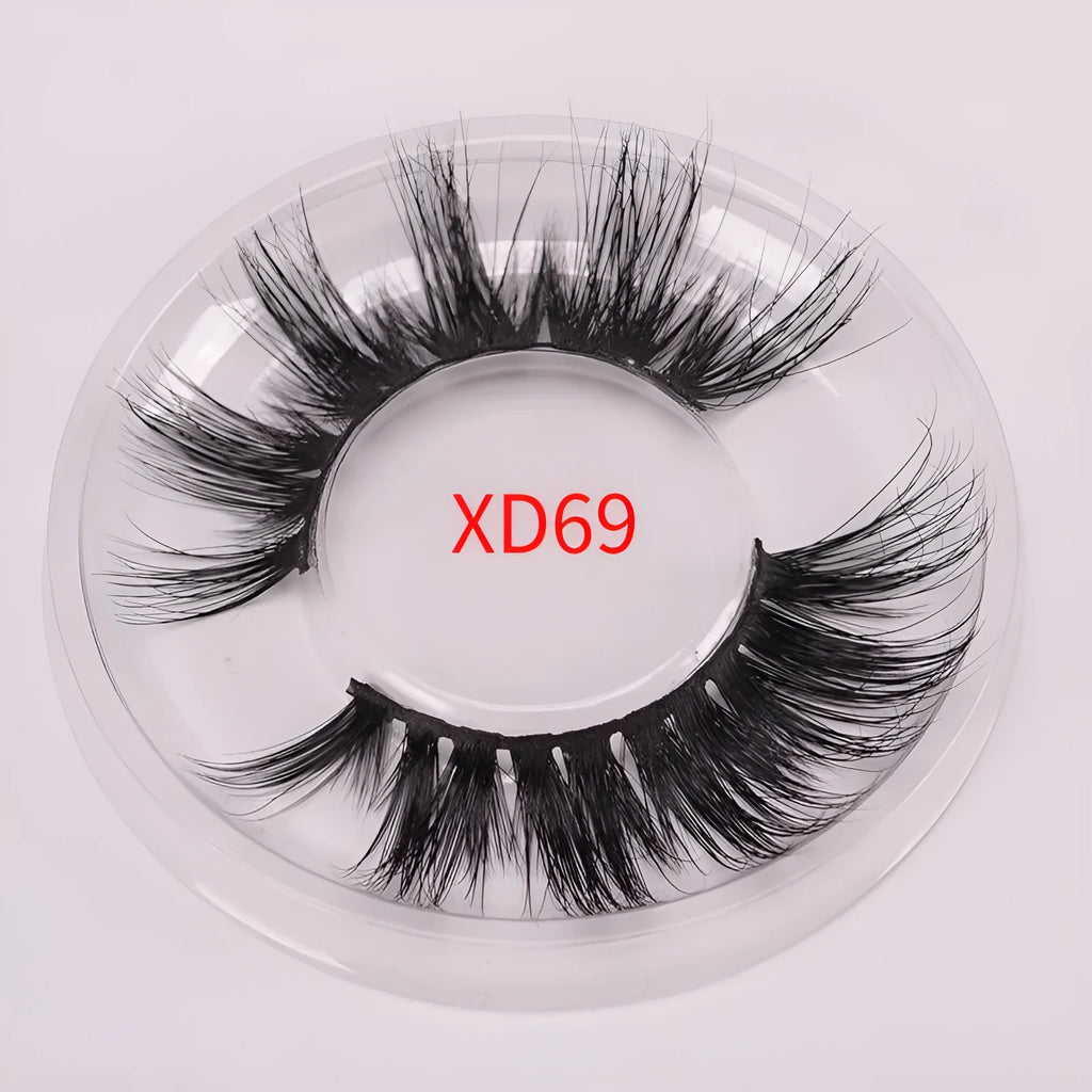Handcrafted 5D mink false eyelashes set with double-headed brush and hair cap