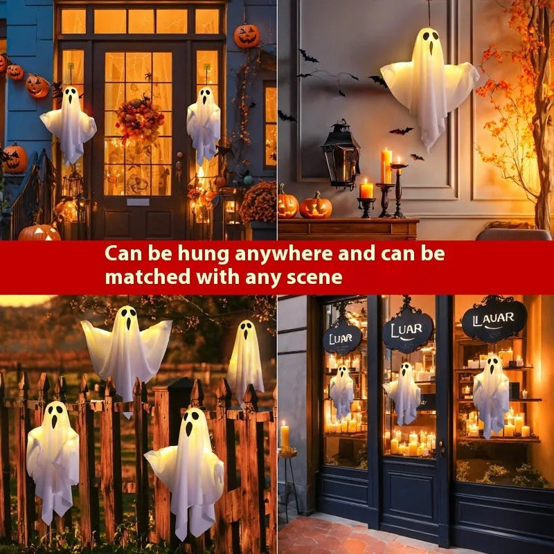 White ghost horror ambience light with cloth construction for Halloween decorations