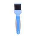 Double-sided pet grooming brush with stainless steel pins in blue or pink colour options