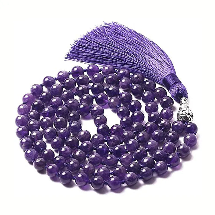 Long geometric agate necklace with tassel pendant in natural stone colours on a 95-100cm chain.