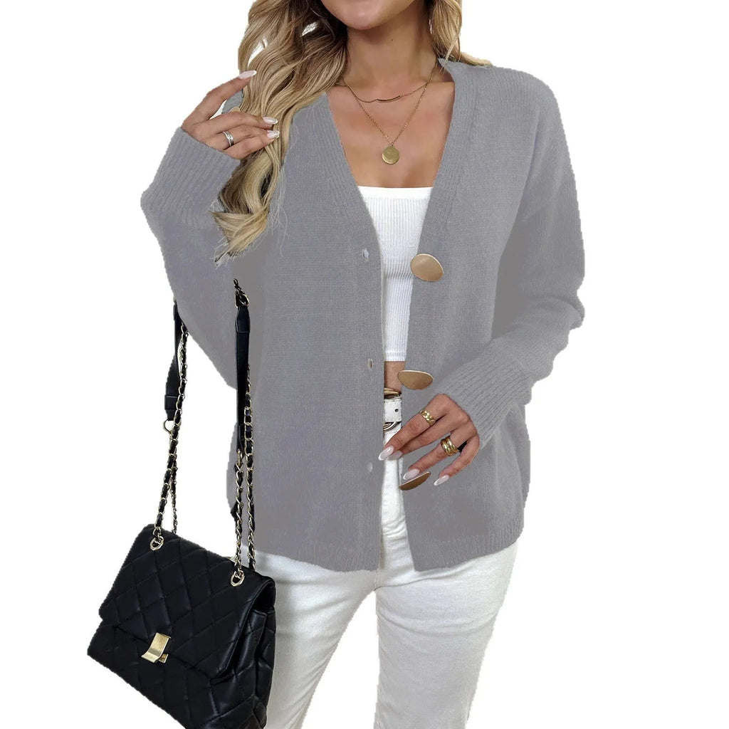 Women's black deer plush sweater coat with princess sleeves in street hipster style