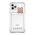 Cartoon design transparent iPhone case with card holder for iPhone models