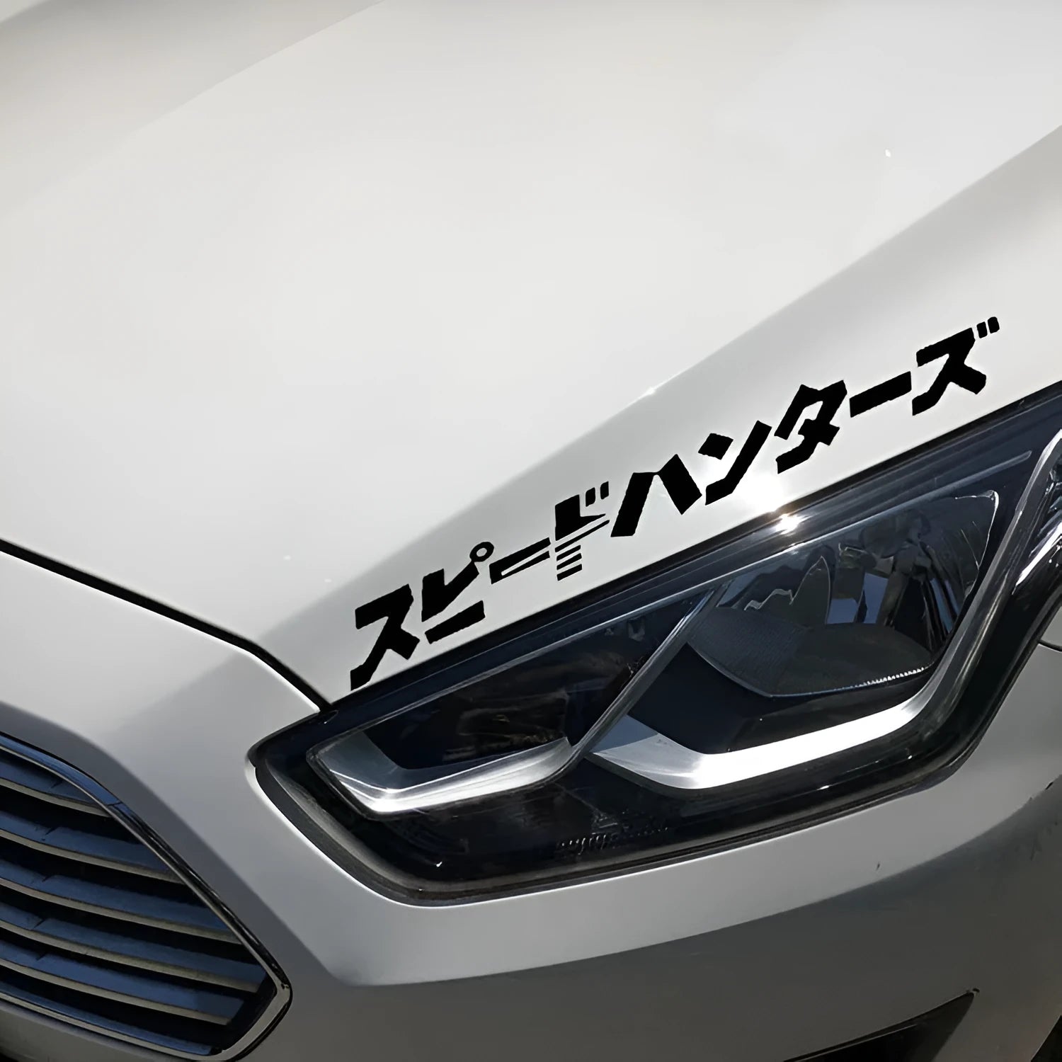 Reflective Japanese car sticker measuring 35x35cm in black or white colour