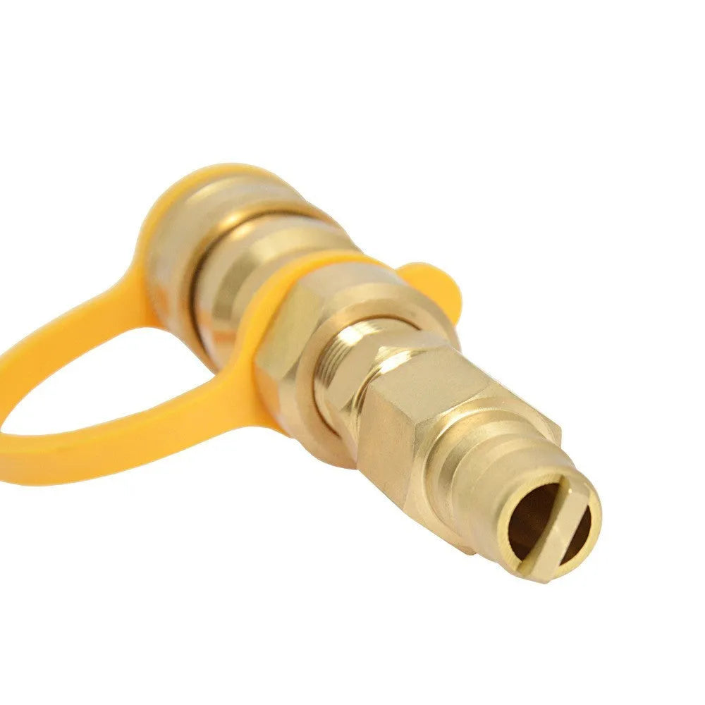 Brass gas propane conversion charging connector with 3/8-inch American standard thread in gold colour