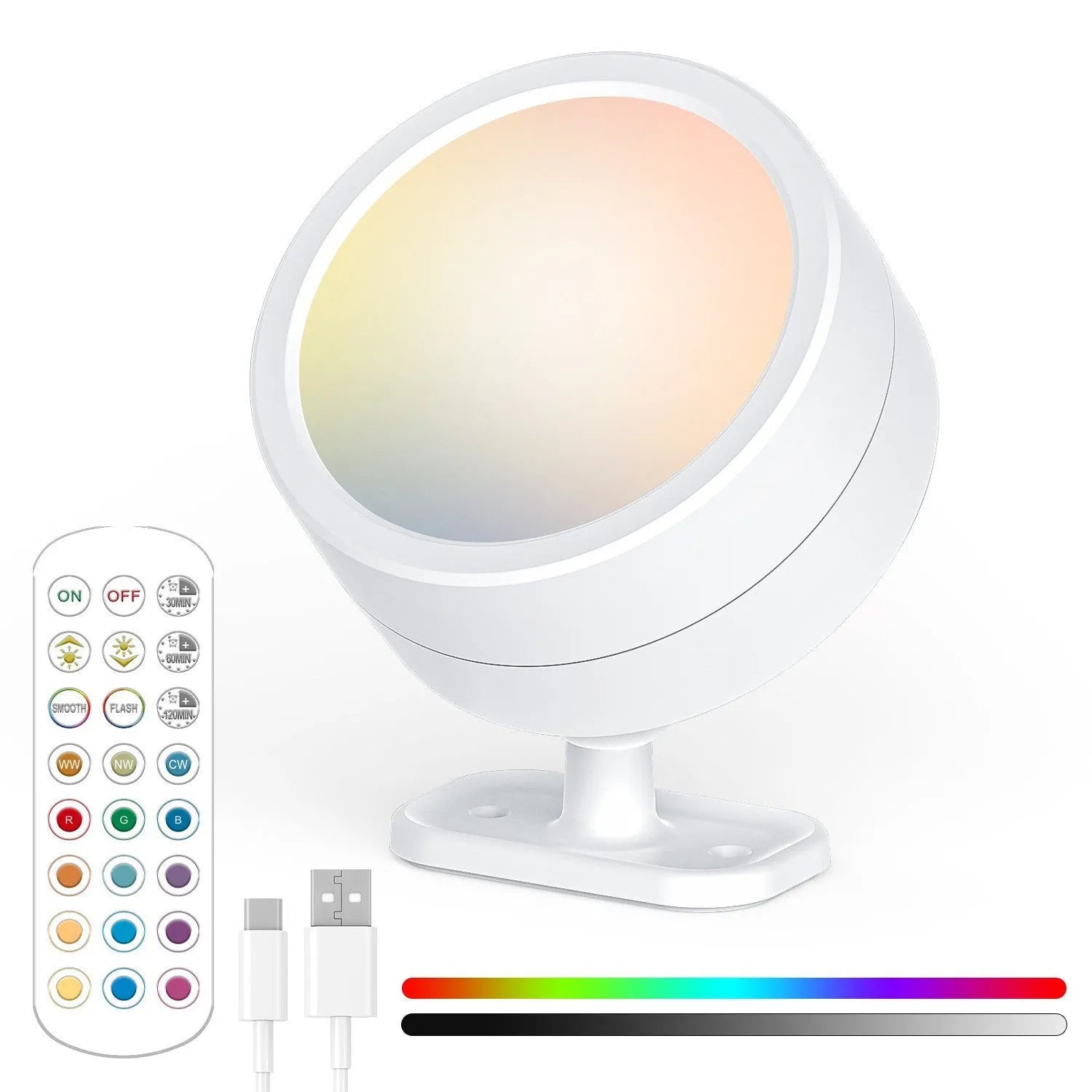 Round rotatable wall lamp with built-in battery, magnetic suction base, geometric stereo design, black shell, 94x73x74mm