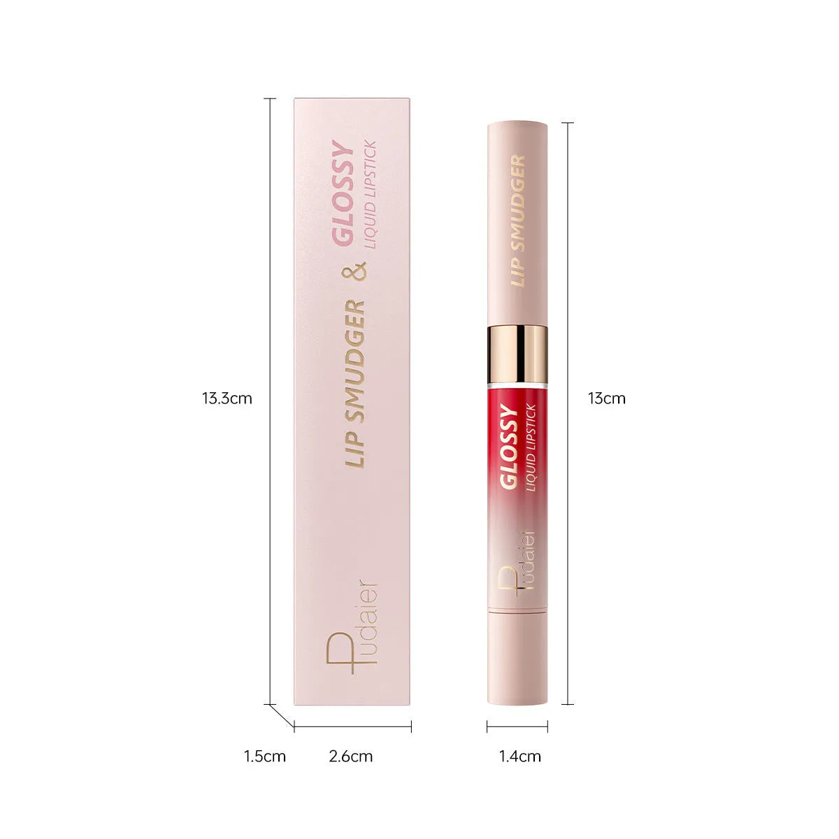Double-headed lipstick and lip gloss set showing matte finish, available in ten different colour options.