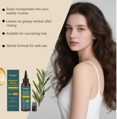 Rosemary hair oil treatment set with 100ml bottle, pointed applicator nozzle and hair comb