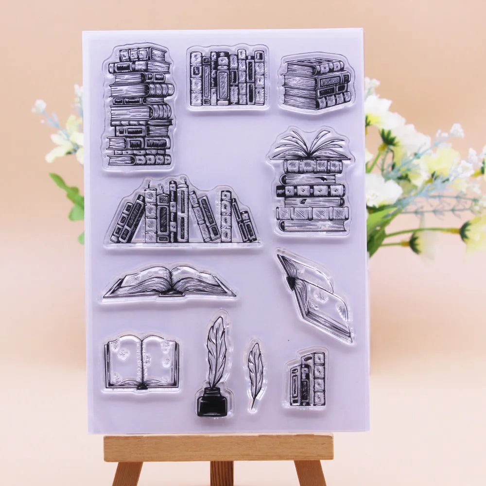 Transparent silicone stamp with white accounting pattern measuring 11 by 16 centimetres